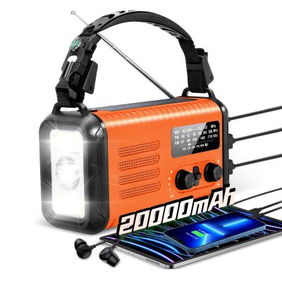 Emergency Weather Radio 20000mAh, Solar Hand Crank Radio NOAA/AM/FM Orange