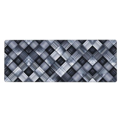 Gray and White Checkered Fabric Keyboard Mouse Pad (12x31.5 inches), Suitable for Computer, Console, Office, Game, Study Extra Large Keyboard Mouse Desk pad,