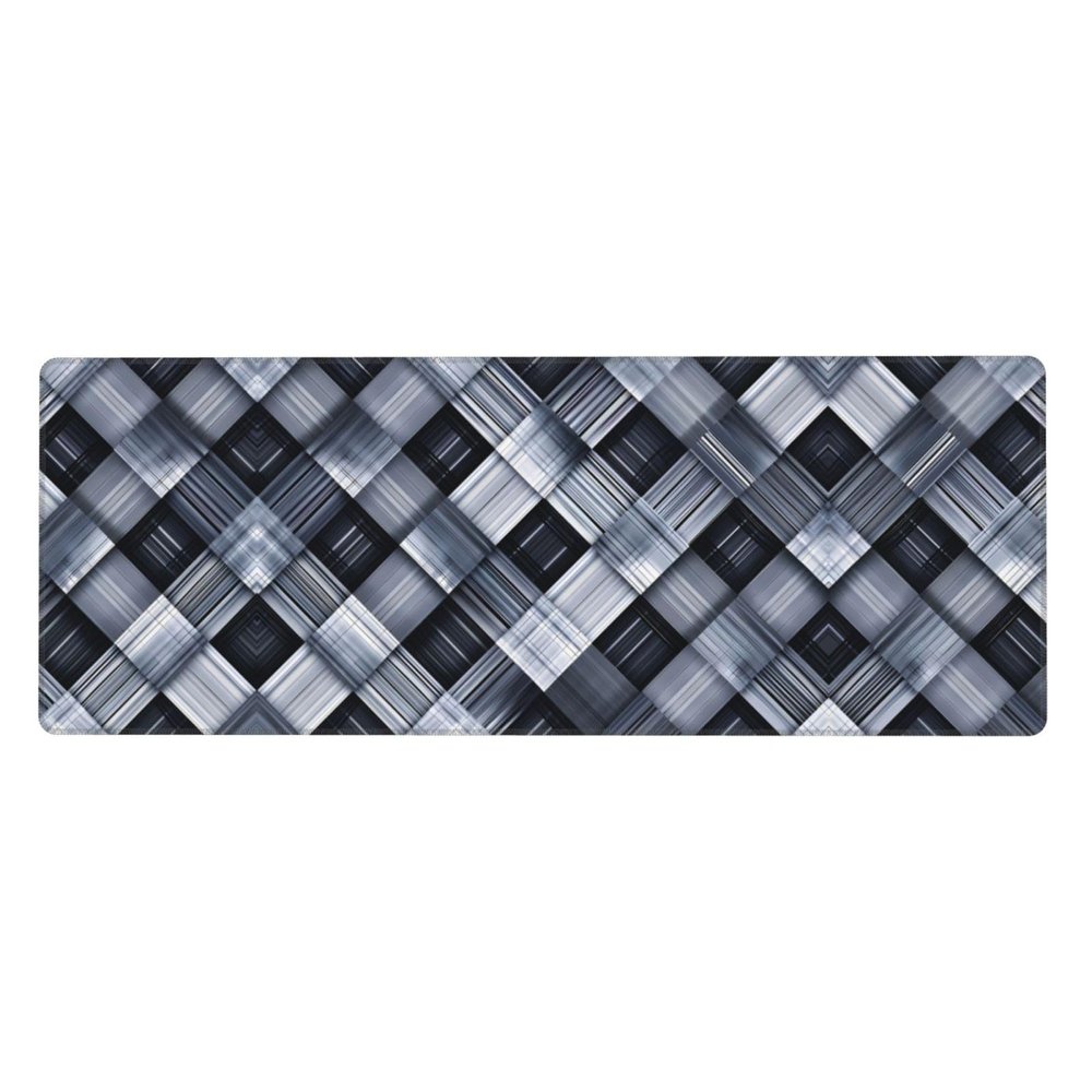 Gray and White Checkered Fabric Keyboard Mouse Pad (12x31.5 inches), Suitable for Computer, Console, Office, Game, Study Extra Large Keyboard Mouse Desk pad,