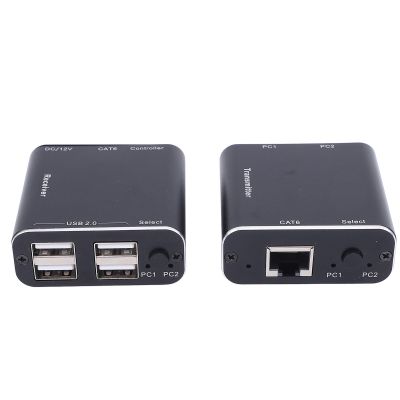 ASHATA USB Extender Over Cat5e/6/7 164ft/50m, 4 USB 2.0 Ports, Switch Extender Long Range Extender Plug and Play Supports All Operating System, Keyboard and Mouse