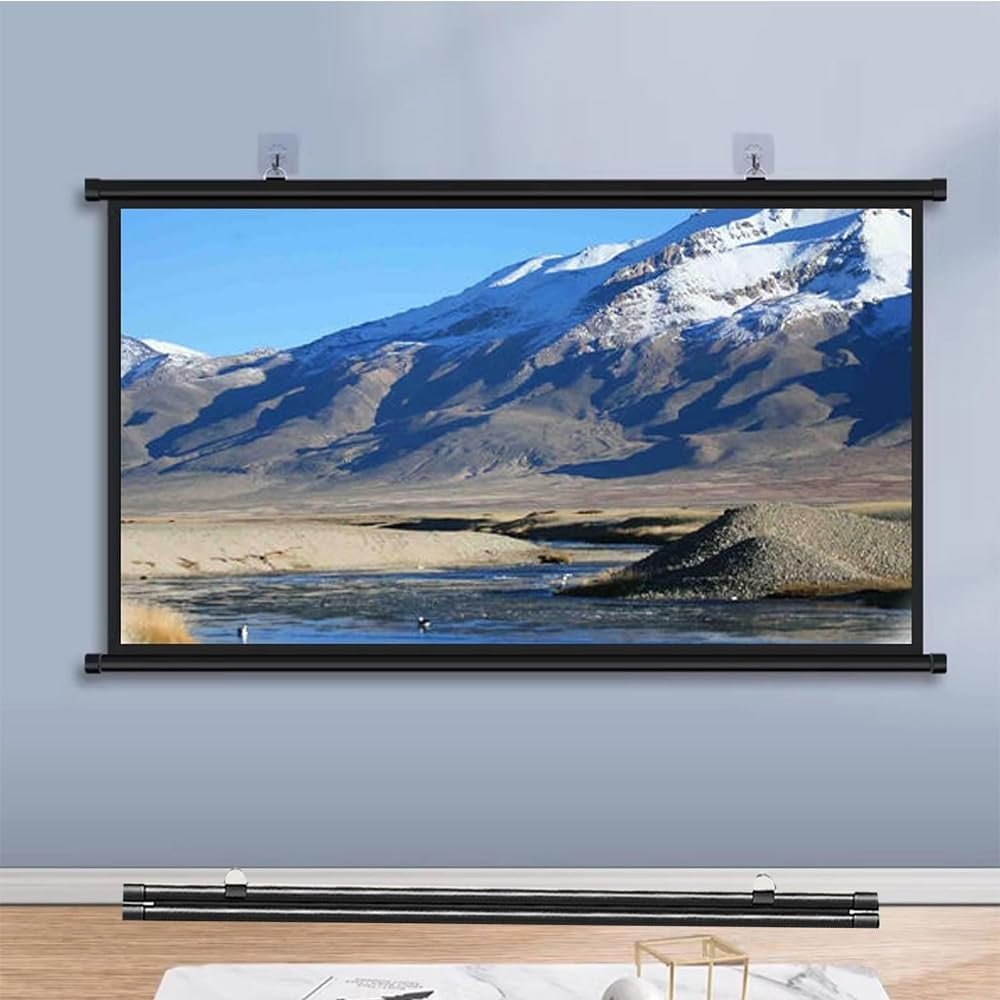 XOMSFKB 30" 40" 50" Home Theater Projection Screen Portable Movie Screen Manual Pull Down Projector Screen 16:9 4K HD Screen for Home Cinema(30inch(76cm)-16:9)