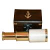 Nautical Brass 6" Telescope White Leather Grip Telescope with Wooden Box Handmade view 1