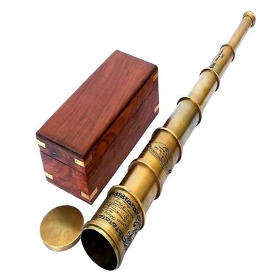 20 Inch Antique Style Brass Spyglass Scope Telescope with Wooden Box Victorian Gift