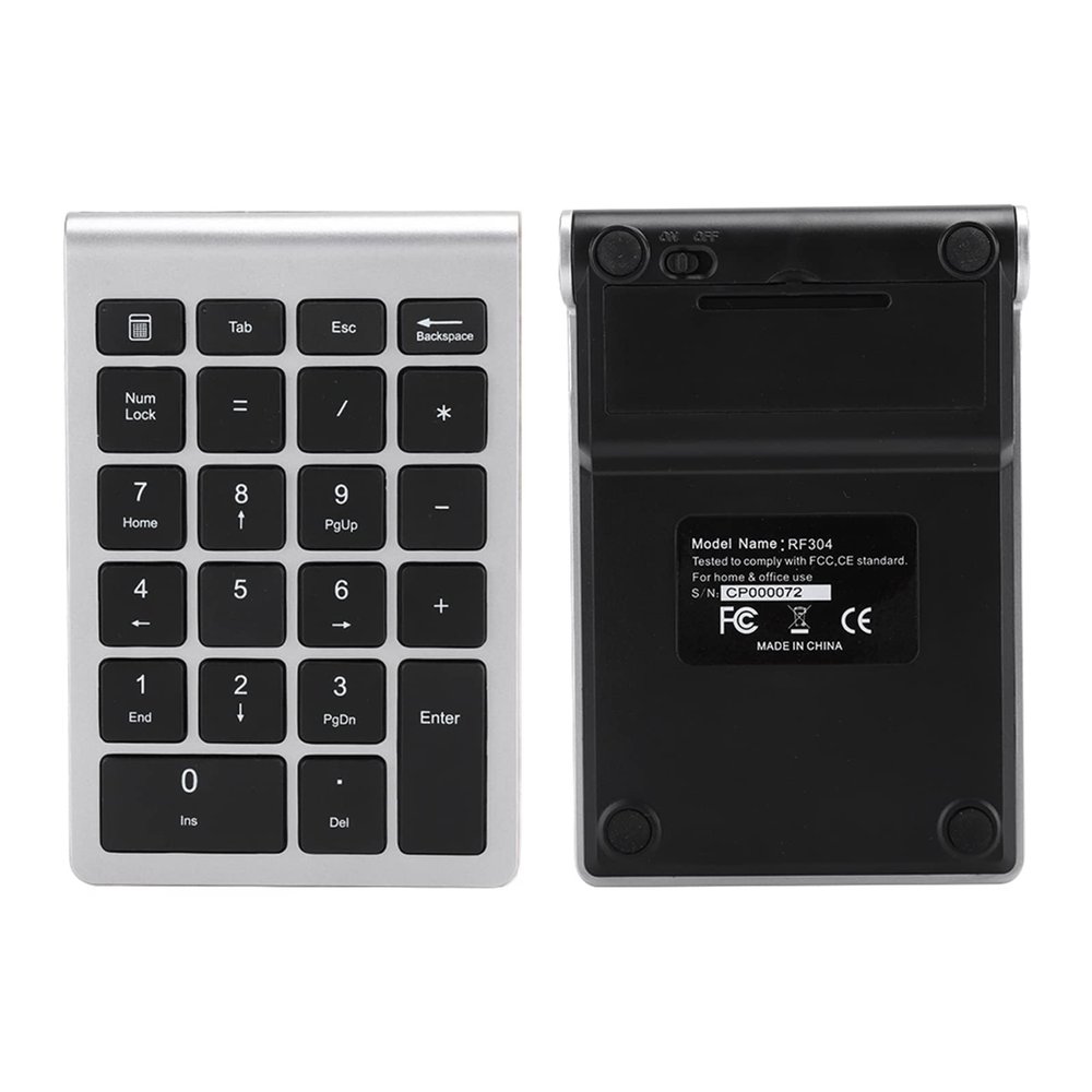 aqxreight RF304 22 Keys Numeric Keypad USB Computers Keyboard with Receiver Iron Grey (Silver Black)