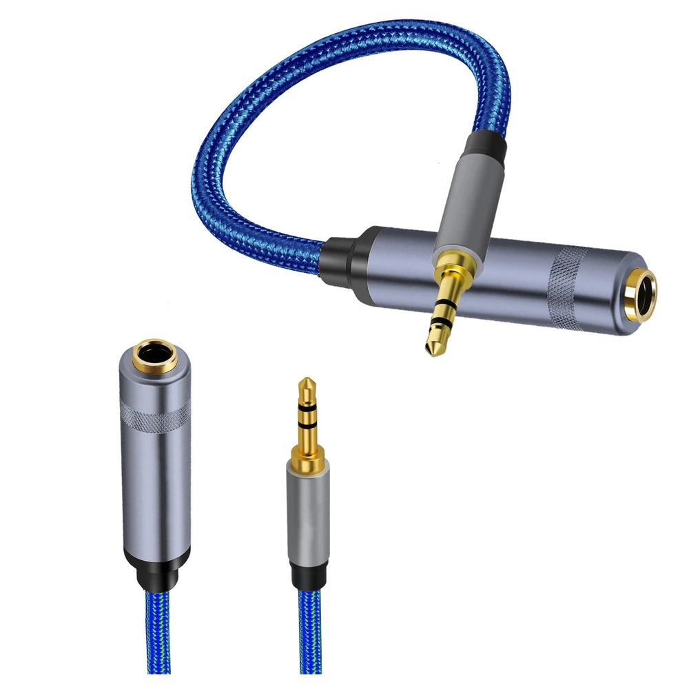 3.5mm AUX to 6.35mm Male to Female Adapter TRS 1/8 to 1/4 Jack Stereo Cable Compatible with The Amplifier Guitar Piano Headphone(3.5 M to 6.35 F)