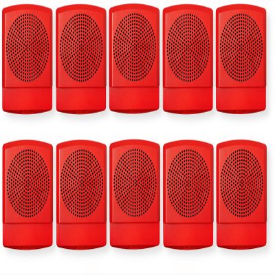 ELSPKR-N Pack of 10 High-Fidelity Speakers, Red; No Lettering; NO Lens; Wall Mounting; 1/8W Up to 2W (5W 70V), 25 or 70 VRMS Operation; Indoor; Low-Profile Design; Mounting Plate Included