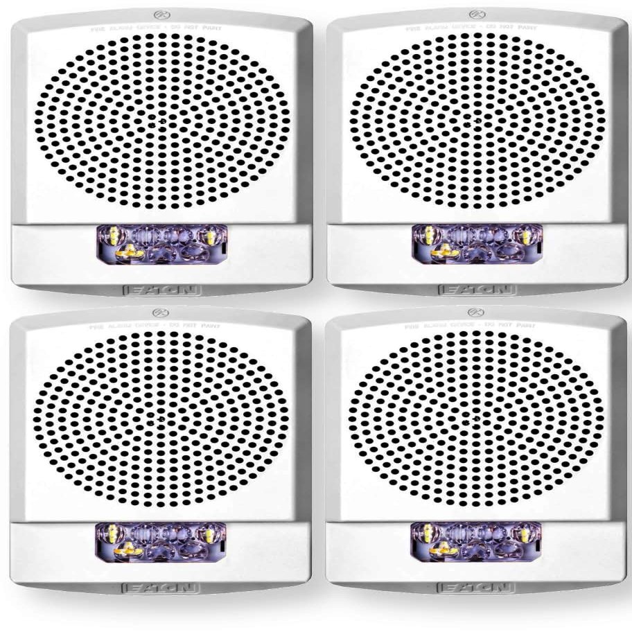 ELSPSTW-AL Pack of 4 High-Fidelity Speaker Strobes, White; Alert Lettering; Clear Lens; LED; Wall Mounting; 1/8W Up to 2W (5W 70V), 25 or 70 VRMS Operation; Indoor; 15/30/75/110/135/185 cd