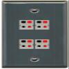 RiteAV 4 Port Speaker Wire Plug Jack Wall Plate - Flat Style [Stainless Steel] view 1
