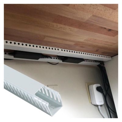 6 Set 3 Ft Long Under Desk Cord Organizer, Large Capacity Wire Hider for 4/5/9/14/21/30/37/47 Ethernet Wires, Self Adhesive Cable Channel for Protect Cables(6 pcs Gray,H 2 3/8 in(60mm) W 1 4/7 in(40mm