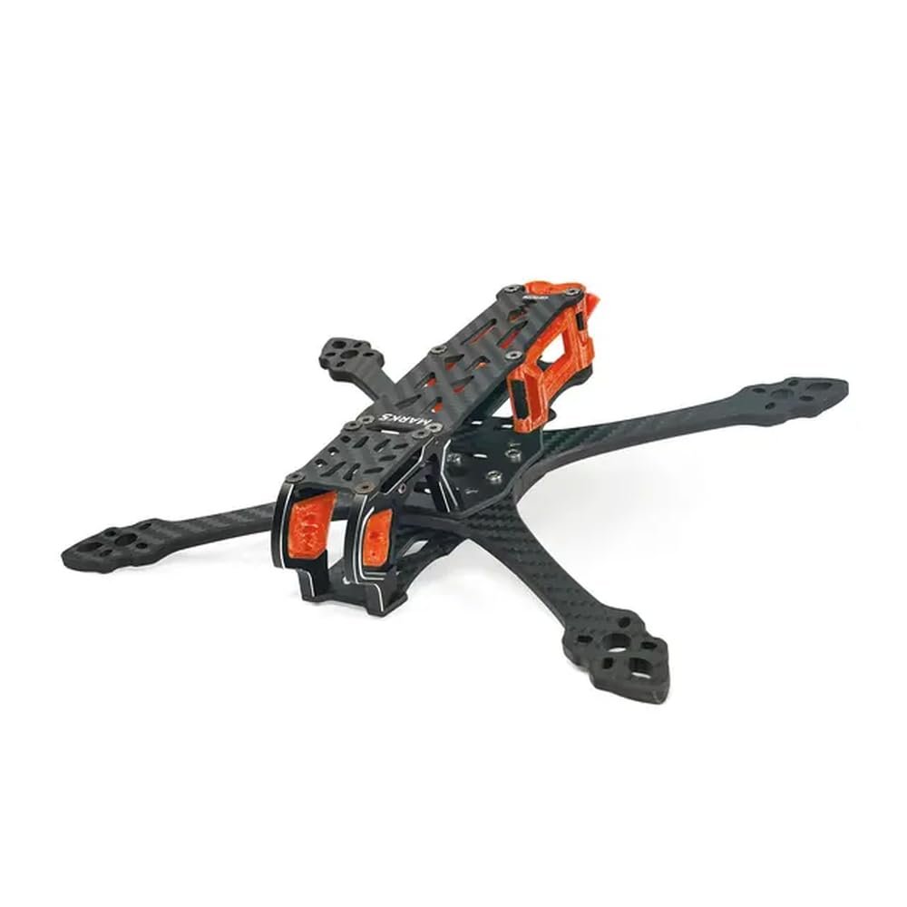 GEP-MK5X O3 Squashed X And GEP-MK5D O3 Deadcat Frame With 5mm Arms Compatible With O3 Air Unit 5inch FPV Freestyle HD Drone DIY Components(MK5X Standard Orange)