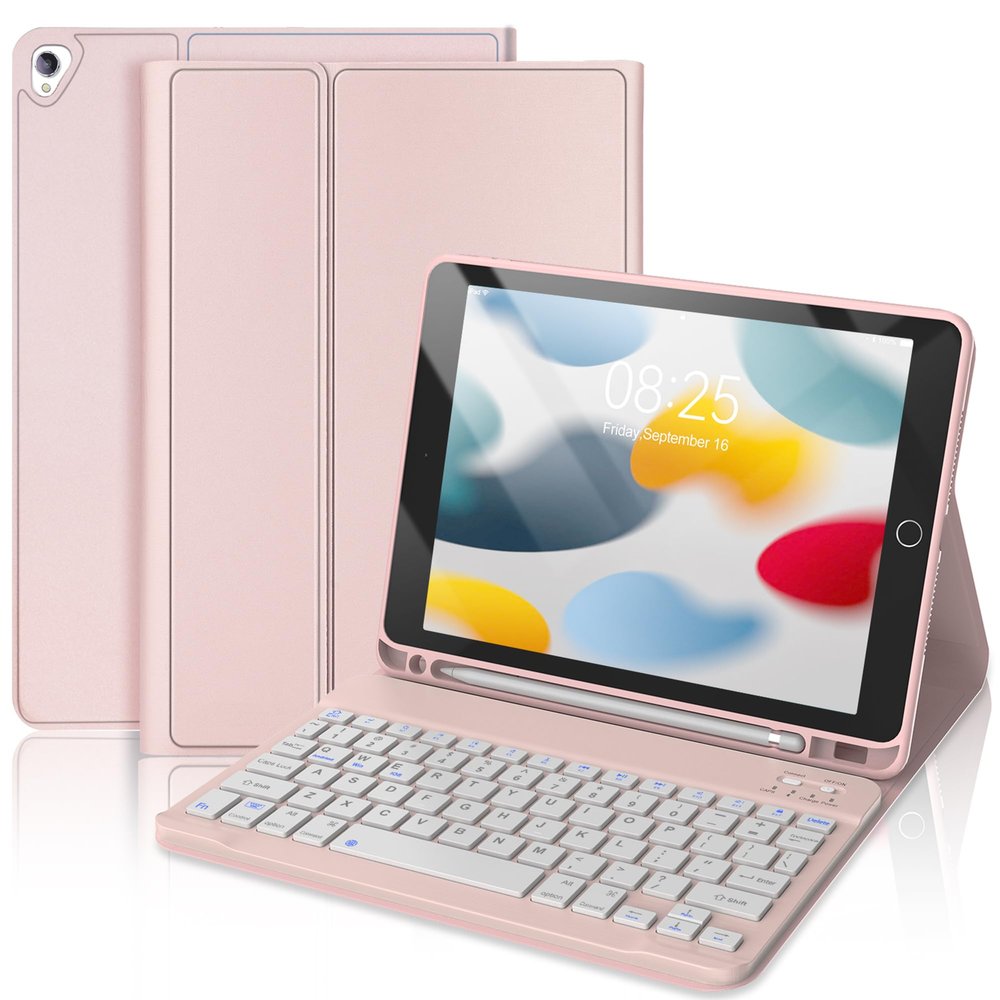 D DINGRICH for iPad 9th Generation Case with Keyboard 10.2 Inch - Magnetic Detachable Wireless Keyboard, Folio Cover with Pencil Holder for iPad 8th Gen/7th Gen/iPad Pro 10.5"/iPad Air 3rd Gen (Pink)