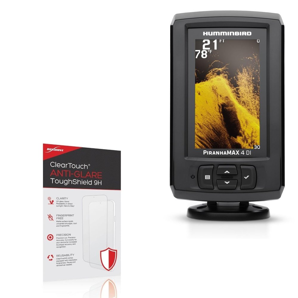 BoxWave Screen Protector Compatible with Humminbird Piranhamax 4 DI - ClearTouch Anti-Glare ToughShield 9H (2-Pack), Anti-Glare 9H Tough Flexible Film Screen Protector