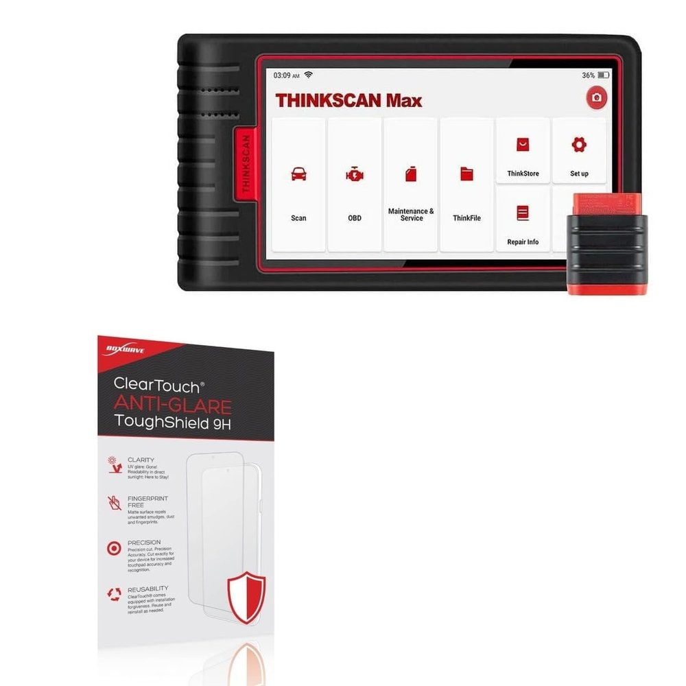 BoxWave Screen Protector Compatible with Thinkcar Car Code Reader THINKSCAN MAX (6 in) - ClearTouch Anti-Glare ToughShield 9H (2-Pack), Anti-Glare 9H Tough Flexible Film Screen Protector