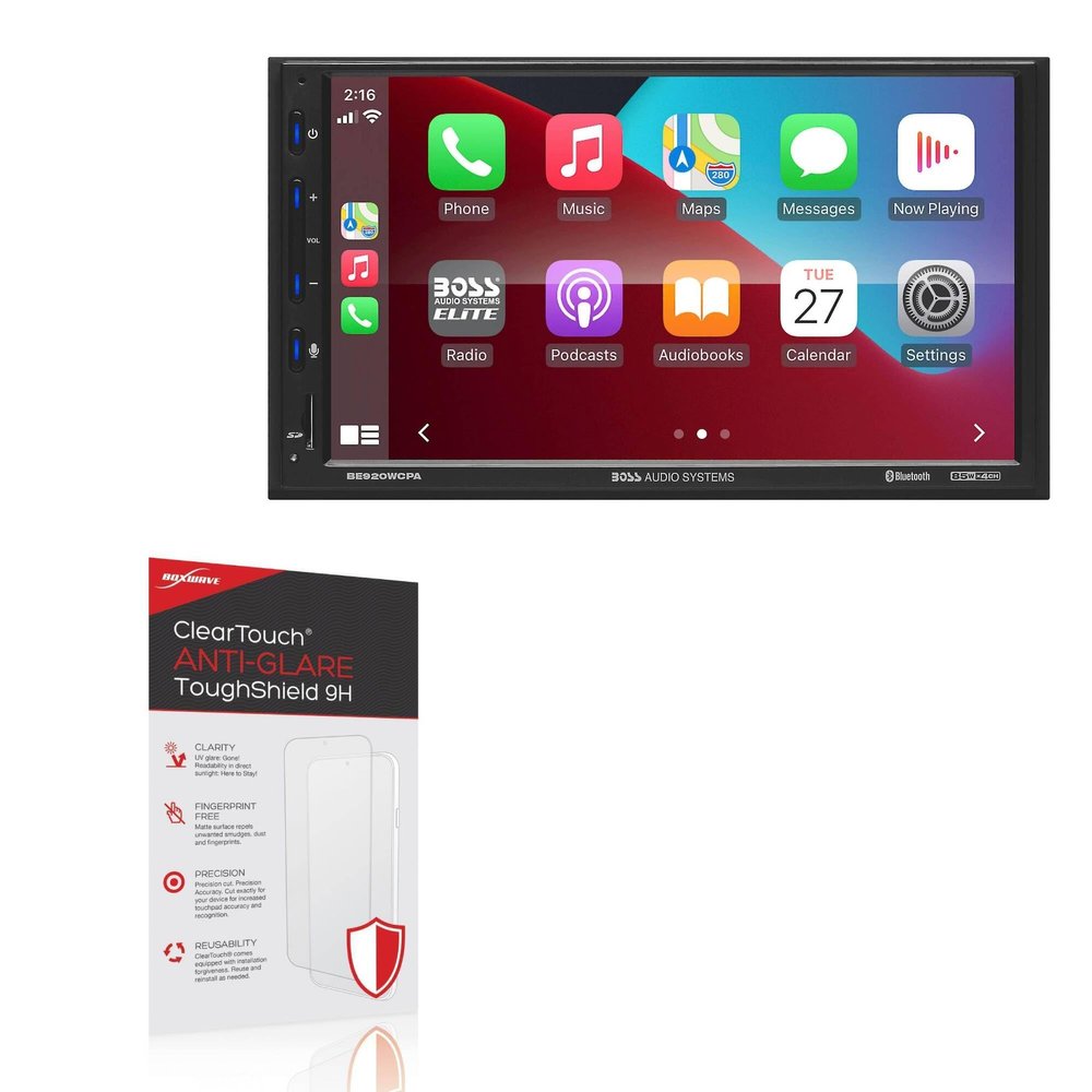 BoxWave Screen Protector Compatible with BOSS Audio BE920WCPA-C - ClearTouch Anti-Glare ToughShield 9H (2-Pack), Anti-Glare 9H Tough Flexible Film Screen Protector