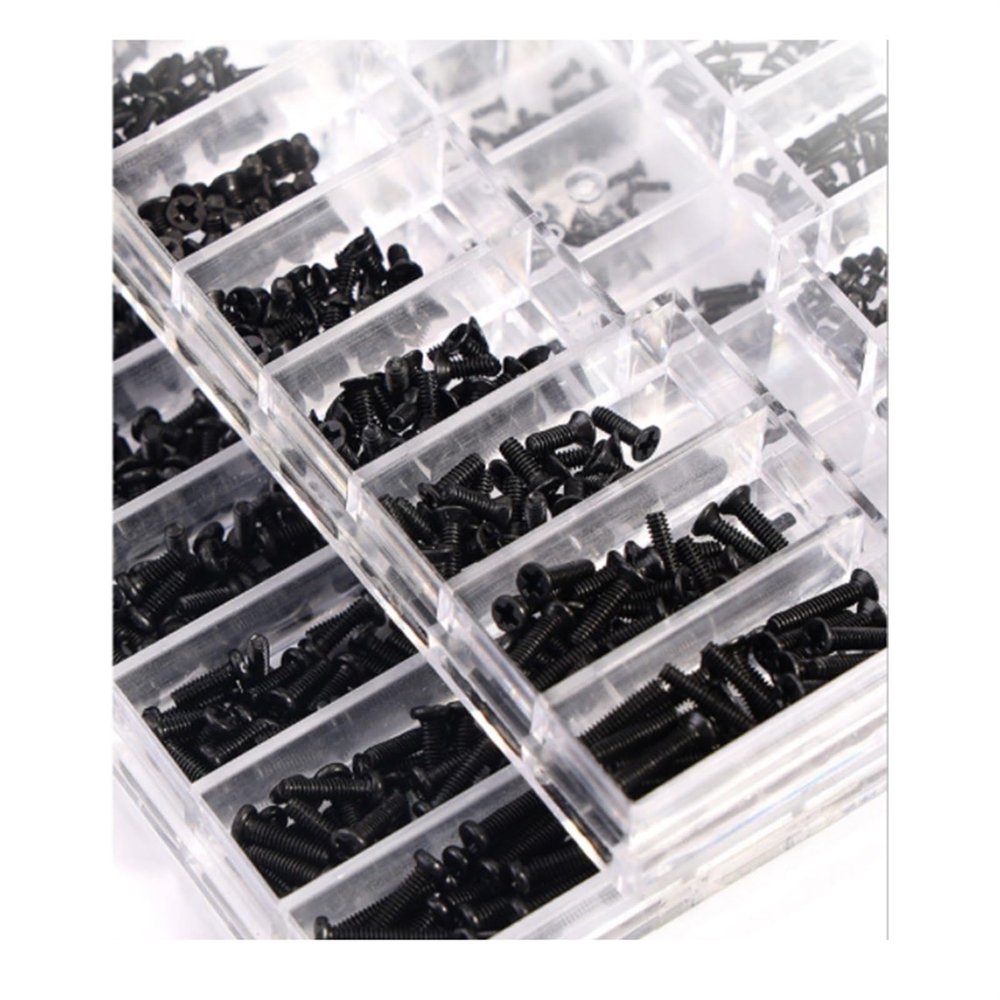 500Pcs 18 Types Mini Screw Nuts DIY Kit,Laptop Computer Assemble Repair Screws, Fastener Set for Repairing Sunglass and Phone(K 500PCS 1 Tool)
