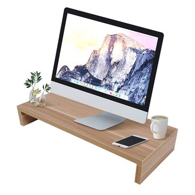 Computer Monitor Stand Desk Organiser, Screen Stand with Storage & Phone Riser, Ergonomic Desktop Organizer for PC Laptop Printer, Computer Monitor Screen Riser for Home Office (50x20x7cm, Burly Wood)