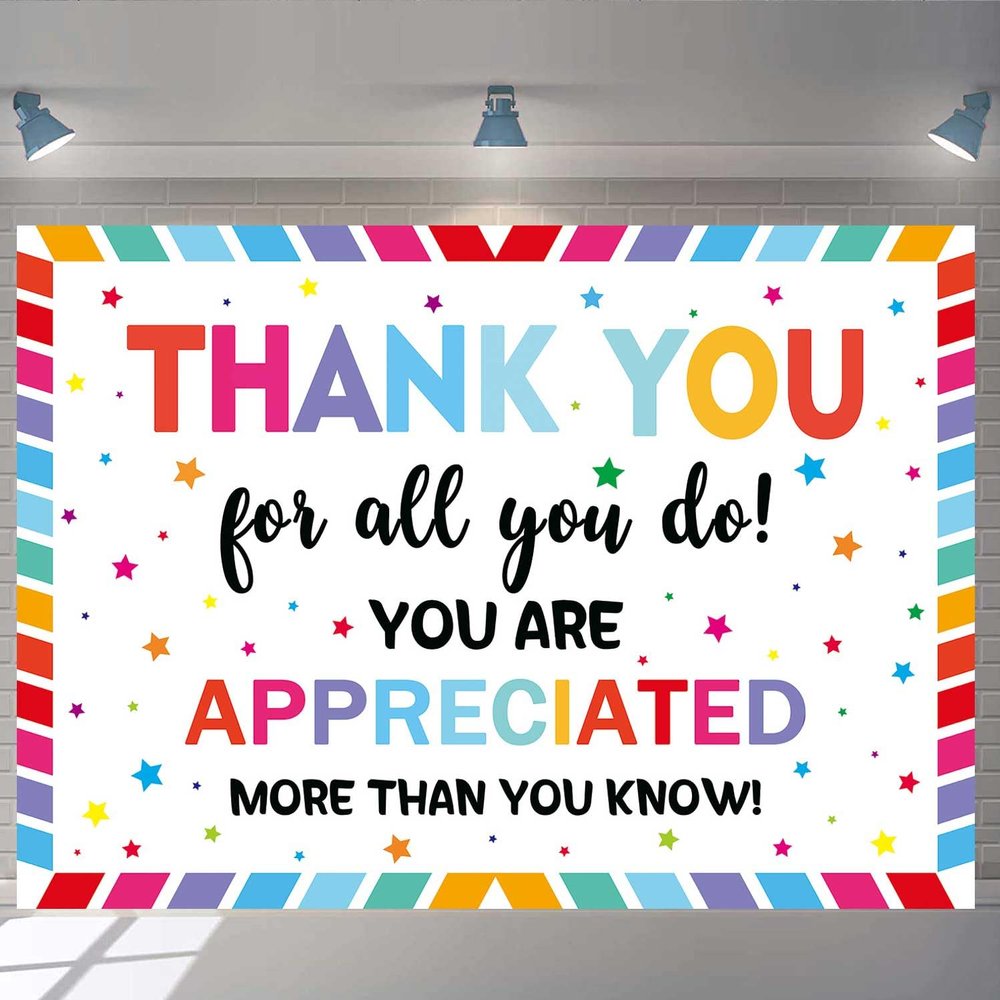Thank You Backdrop 7x5ft We Appreciate You Party Decoration Background Thanks for All You Do You Do Backdrop for Staff Employee Teachers Doctor Retirement Party Decoration Banner Photo Props