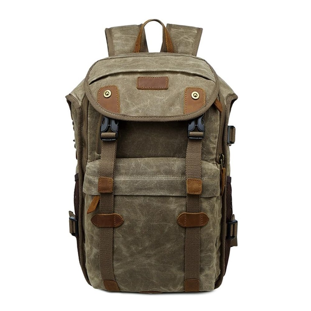 UOHLCX Camera Bag SLR Camera Backpack Waterproof Lar Capacity Wax Dyed Canvas Backpack Outdoor Bag