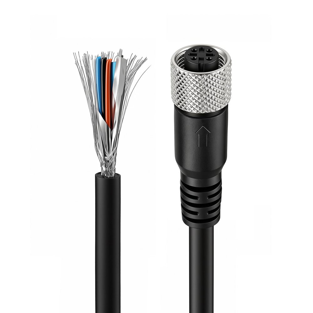 ZBLZGP M12 A-Code 4 Pin Female to Open End Cable 22AWG PVC Oil Resistant Flexible 50m for Robotics Applications