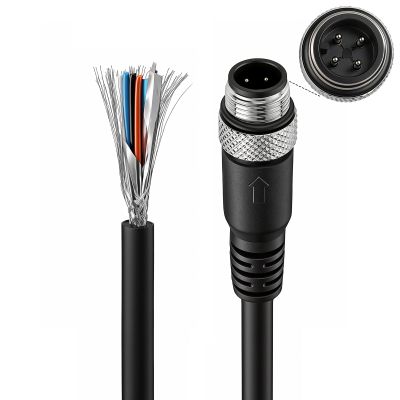 ZBLZGP Waterproof IP67 M12 A-Code Male 4-Pin to Terminal Cable with Open Ends UV Resistant Outdoor Use for Packaging Machinery Conveyor Systems 20M