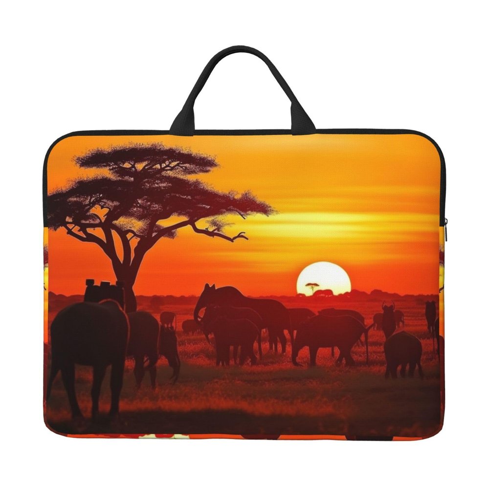 African Animal Sunset Laptop Case 14 Inch, Water Resistant Laptop Sleeve with Handle Shockproof Protective Traveling Computer Cover Portable Laptop Bag Laptop Briefcase Men Women
