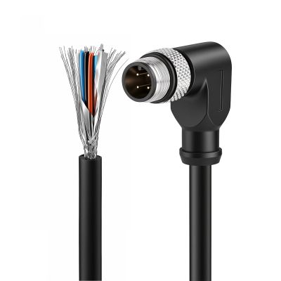ZBLZGP M12 A-Code 4Pin Male to Bare Wire Shielded Cable, 22AWG 4 Core PVC Abrasion Resistant Cord for Food Industry Washdown Applications 40M