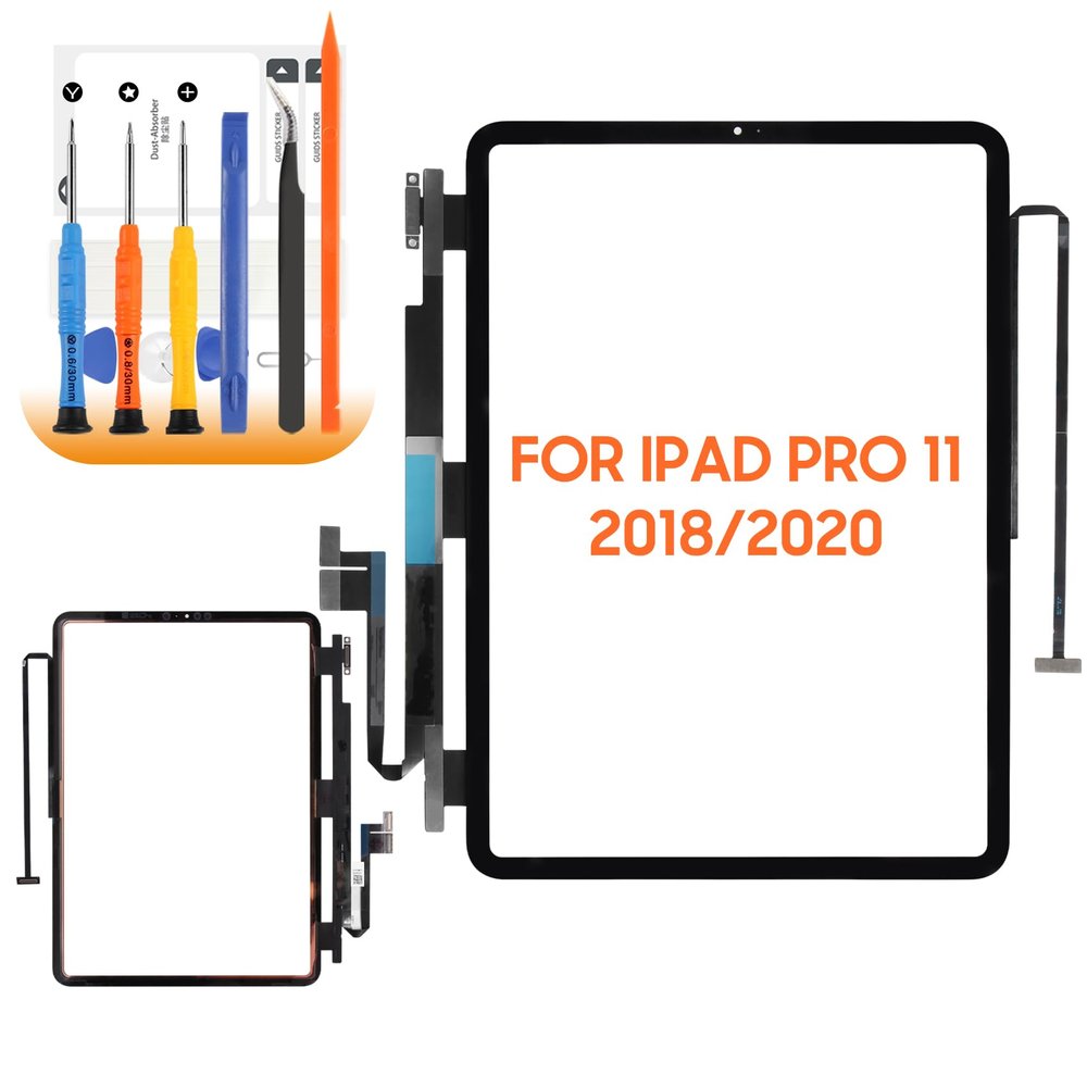 for iPad Pro 11 2nd Touch Screen Replacement for iPad Pro 11 inch 1st Generation Screen Replacement for iPad Pro 11 2018/2020 Screen Digitizer Repair Kits A2068 A2230 A2013 A1934 (Without LCD)