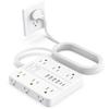 AOFO 15FT Surge Protector Power Strip,12 AC Outlets with 6 USB Ports (2 USB-C), Flat Plug Extension Cord with Multiple Outlets, Wall Mount for Home Office,Dorm, White view 1