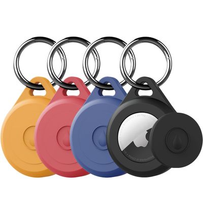 LOVYONES Air tag Keychain Holder Case for Apple Air tag, 4 Pack of IPX8 Waterproof, Fully Shockproof, Anti Scratch Air tag Holder Case for Key, Kid, Bag, Luggage, Pets Collar