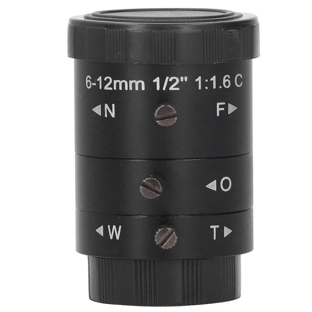 KP 0612 3MP 6 12mm C Mount Camera Lens, High Definition Zoom Industrial Lens, Manual Focusing Ring, Aluminium Alloy Body, for CCTV Microscope