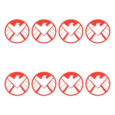 Agents of Shield Mini Vinyl Decal Stickers, 1 x 1 inches, 8 Pack (Red)