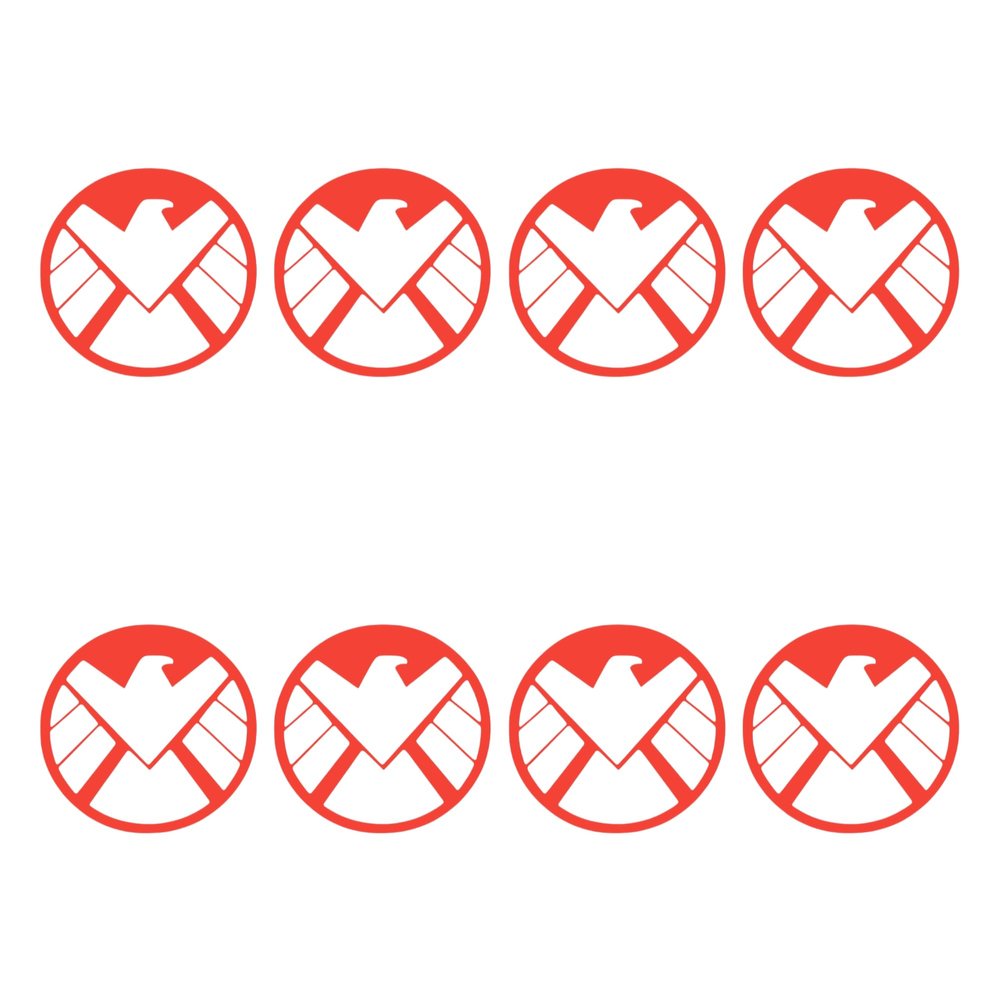 Agents of Shield Mini Vinyl Decal Stickers, 1 x 1 inches, 8 Pack (Red)