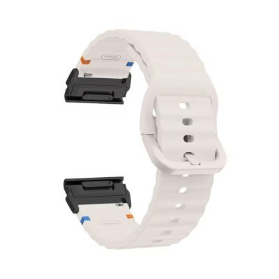 22mm 26mm Silicone Strap For Garmin Fenix E 8 7 Pro 7X 6 6X 5X 5Plus Quick Fit Wavy Silicone Watchband(Starlight Black,26mm)