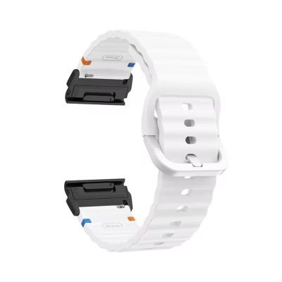 22mm 26mm Silicone Strap For Garmin Fenix E 8 7 Pro 7X 6 6X 5X 5Plus Quick Fit Wavy Silicone Watchband(White black,26mm)