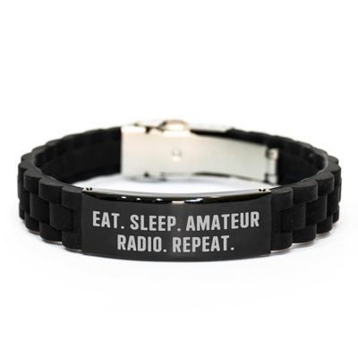 Eat. Sleep. Amateur Radio. Repeat. Glide lock Clasp Valentine's Unique Gift for Him, Her, Friends, or Coworkers