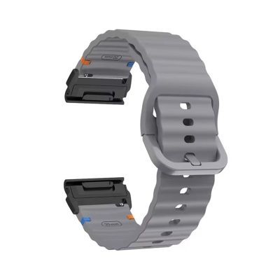 22mm 26mm Silicone Strap For Garmin Fenix E 8 7 Pro 7X 6 6X 5X 5Plus Quick Fit Wavy Silicone Watchband(Space gray Black,22mm)