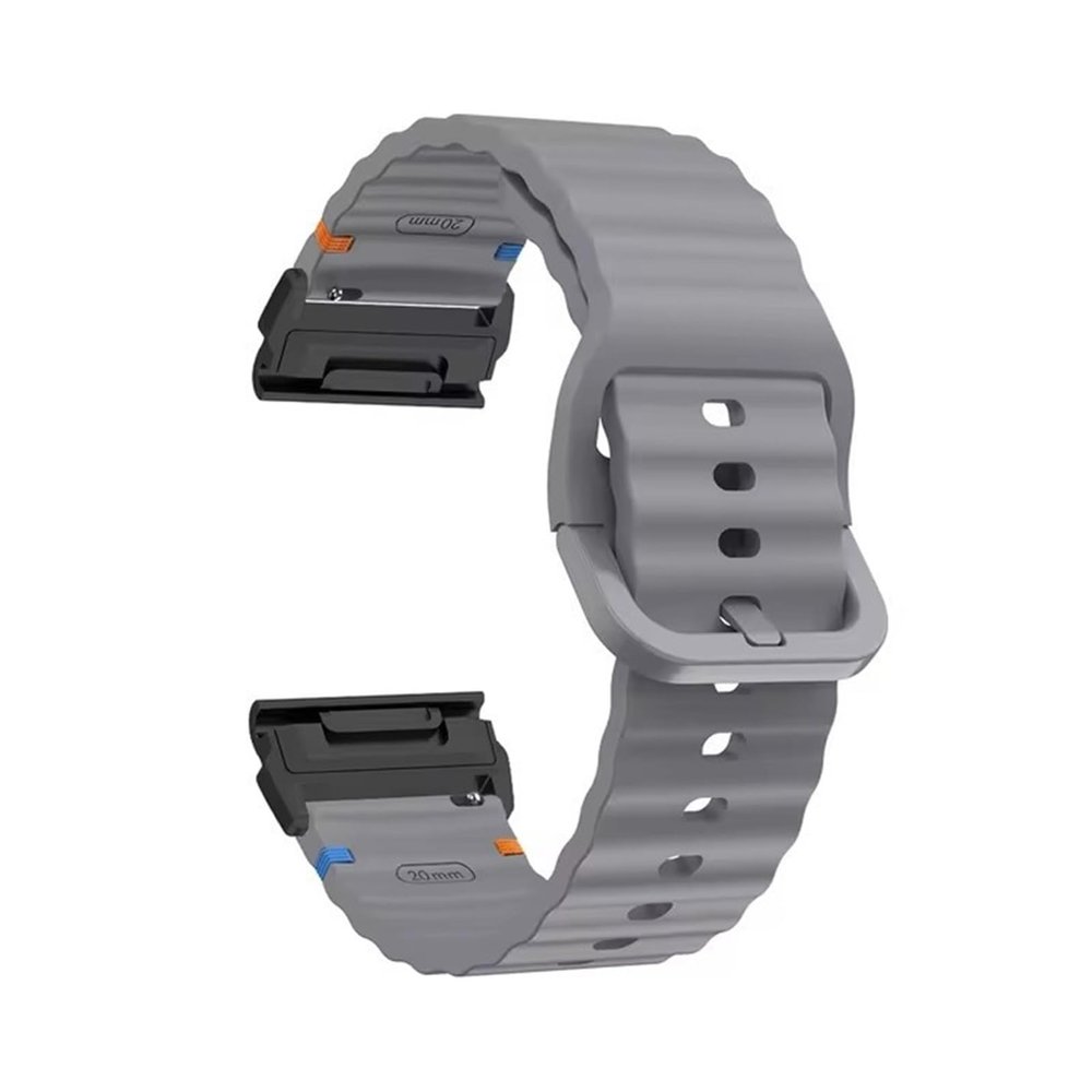 22mm 26mm Silicone Strap For Garmin Fenix E 8 7 Pro 7X 6 6X 5X 5Plus Quick Fit Wavy Silicone Watchband(Space gray Black,22mm)