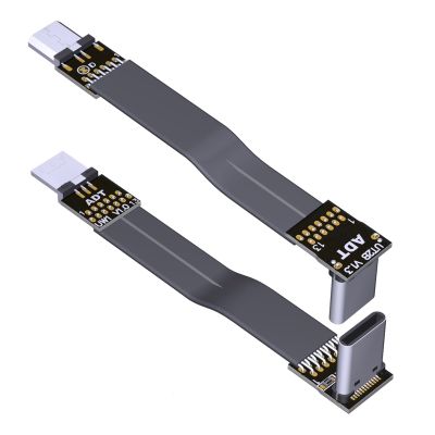 ACGTUY USB 2.0 Type C Male Extension Ribbon Cable OTG FPV Slim Flat Soft Flexible FPC Cord Brushless Handheld Gimbal Monitor(W1-T2B,20cm)