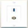 RiteAV 1 Port RCA-White USB-3 Jack Coupler Female-Female Wall Plate [White] view 1