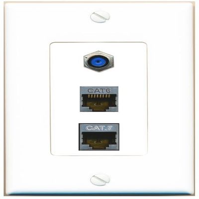 RiteAV 1 Port CAT6-SHIELDED CAT7 F81 Jack Coupler Female-Female Wall Plate [White]