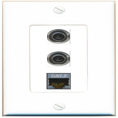 RiteAV 2 Port 3.5mm CAT7 Jack Coupler Female-Female Wall Plate [White]