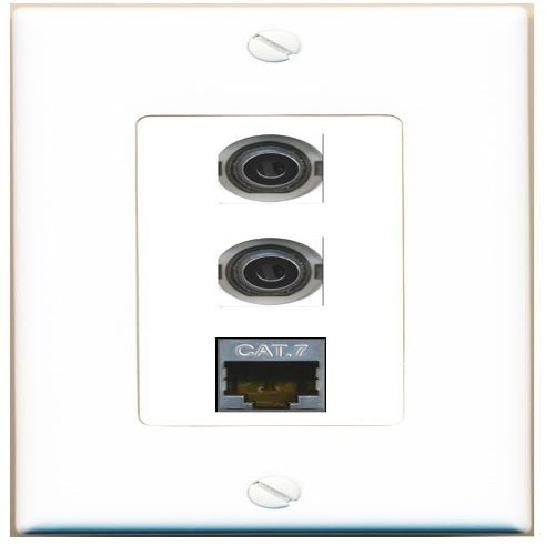 RiteAV 2 Port 3.5mm CAT7 Jack Coupler Female-Female Wall Plate [White]