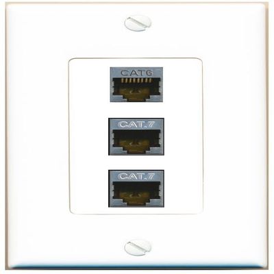 RiteAV 1 Port CAT6-SHIELDED 2 CAT7 Jack Coupler Female-Female Wall Plate [White]