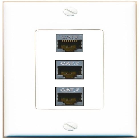 RiteAV 1 Port CAT6-SHIELDED 2 CAT7 Jack Coupler Female-Female Wall Plate [White]