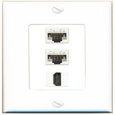 RiteAV 2 Port CAT5E HDMI Jack Coupler Female-Female Wall Plate [White]