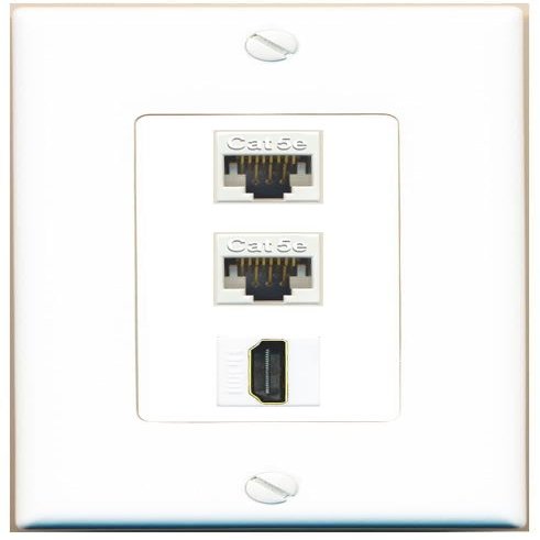 RiteAV 2 Port CAT5E HDMI Jack Coupler Female-Female Wall Plate [White]