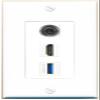 RiteAV 1 Port 3.5mm HDMI USB-3 Jack Coupler Female-Female Wall Plate [White] view 1