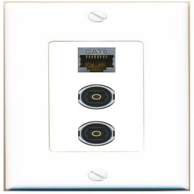 RiteAV 1 Port CAT6-SHIELDED 2 TOSLINK Jack Coupler Female-Female Wall Plate [White]