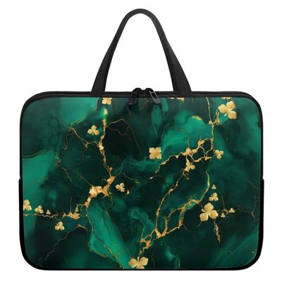 12 15.6 17.3inch Laptop Sleeve Case for Women,Marble Laptop Case,Briefcase Business Teacher Office Bag,Laptop Sleeve Bag with Handle Zippers Fits Notebook,Green