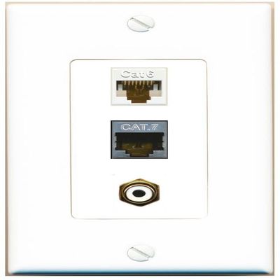 RiteAV 1 Port CAT6 CAT7 RCA-White Jack Coupler Female-Female Wall Plate [White]